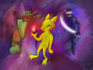 Rating: Safe Score: 0 Tags: 4:3 abstract_art abstract_background acru_jovian ambiguous_gender armor colorful_theme cybernetics cyborg demon digital_media_(artwork) digital_painting_(artwork) e621 fire fireball fog glowing group headgear helmet humanoid impressionist machine mask melee_weapon painting_(artwork) scarf shield simple_background sword weapon User: bunchy7s