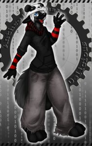 Rating: Safe Score: 0 Tags: 4_fingers 4_toes alternative_fashion anthro barefoot biped black_body black_fur blue_eyes bottomwear canid canine clothed clothing e621 feet fingers fox fully_clothed fur gaia_online hair hair_over_eye hat headgear headwear hi_res hoodie kyomana male mammal one_eye_obstructed open_mouth open_smile oversized_bottomwear oversized_clothing oversized_pants panda_hat pants rolled_up_sleeves ryoku_kun smile solo standing sweater tail toes topwear torn_clothing white_hair User: bunchy7s