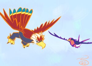 Rating: Safe Score: 0 Tags: 11:8 ambiguous_gender avian bird braviary cloud conditional_dnp duo e621 feathered_wings feathers feral flying generation_3_pokemon generation_5_pokemon klaide nintendo outside pokemon pokemon_(species) sky skyscape spread_wings swellow wings User: bunchy7s