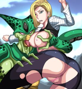 Rating: Explicit Score: 0 Tags: alien android_18 bio-android_(dragon_ball) blonde_hair breast_grab breasts butt cell_(dragon_ball) censored cloud dragon_ball dragon_ball_z duo e621 female genitals hair hand_on_breast human human_focus human_on_humanoid humanoid hybrid imperfect_cell interspecies licking male male/female mammal mosaic_censorship nipples not_furry outside pink_eyes pupils sky slit_pupils tongue tongue_out unknown_artist vulva User: bunchy7s