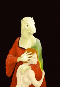 Rating: Safe Score: 0 Tags: alternate_species anthro black_background clothed clothing dress duo e621 female furrification hand_on_head hug human inspired_by_formal_art lady_with_an_ermine looking_aside mammal masstreble mustelid musteline nude role_reversal simple_background stoat true_musteline weasel User: bunchy7s