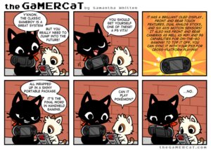 Rating: Safe Score: 0 Tags: :< age_difference ambiguous_gender closed_frown comic dialogue domestic_cat e621 electronics english_text felid feline felis feral frown game_boy game_boy_cartridge game_boy_console game_boy_family game_cartridge game_console game_media gamercat_(character) gaming glitch_(the_gamercat) grid_layout handheld_console holding_console holding_game_boy holding_object holding_vita mammal mouth_closed nintendo nintendo_console one_page_comic open_mouth playing_video_game playstation playstation_console playstation_vita pokemon sales_pitch samantha_whitten scarf six_frame_image size_difference sony_corporation sony_interactive_entertainment speech_bubble storage_media tail text the_gamercat tongue vita_console whiskers young young_feral User: bunchy7s