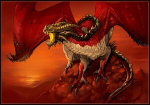 Rating: Safe Score: 0 Tags: 2014 ambiguous_gender border dagger_leonelli dragon e621 european_mythology feral gold_(metal) hasbro knollspine_dragon magic:_the_gathering majime membrane_(anatomy) membranous_wings mythological_creature mythological_scalie mythology open_mouth red_border red_theme scalie solo spines standing tail western_dragon wings wizards_of_the_coast User: bunchy7s