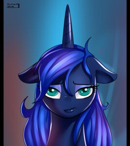 Rating: Safe Score: 0 Tags: black_bars blue_eyes blue_hair bust_portrait e621 equid equine female friendship_is_magic hair hasbro hi_res horn looking_at_viewer mammal messy_hair my_little_pony mythological_creature mythological_equine mythology pillarbox portrait princess_luna_(mlp) skyart301 solo tired unicorn User: bunchy7s