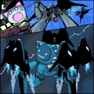 Rating: Safe Score: 0 Tags: 1:1 battle digital_media_(artwork) domestic_cat duo e621 felid feline felis fight low_res machine male mammal mecha oekaki pixel_(artwork) ramu toysaurer User: bunchy7s