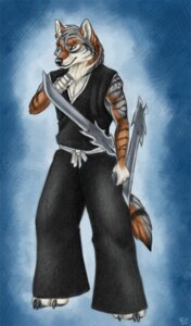 Rating: Safe Score: 0 Tags: 2011 5_fingers akinokaze anthro asian_clothing barefoot biped black_body black_fur bleach_(series) canid canine canis claws clothed clothing club_(weapon) e621 ear_piercing east_asian_clothing feet fingers front_view fully_clothed fur green_eyes grey_body grey_fur grey_hair hair holding_object holding_weapon japanese_clothing korrok looking_at_viewer male mammal melee_weapon nightstick orange_body orange_fur piercing reverse_grip short_hair solo stripes tail weapon white_body white_fur wolf User: bunchy7s