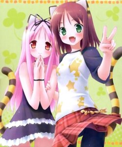 Rating: Safe Score: 0 Tags: abstract_background alternative_fashion animal_humanoid blush bottomwear brown_hair cat_humanoid choker clothed clothing clover_(plant) digital_drawing_(artwork) digital_media_(artwork) dress duo e621 fangs felid felid_humanoid feline feline_humanoid female front_view fur garden_(game) gayarou green_eyes hair himemiya_ruri hoshino_erika human humanoid j-fashion jewelry looking_at_viewer mammal mammal_humanoid necklace open_mouth pink_hair plant red_eyes ribbons simple_background skirt smile standing star striped_body striped_fur stripes tail teeth wristband young User: bunchy7s