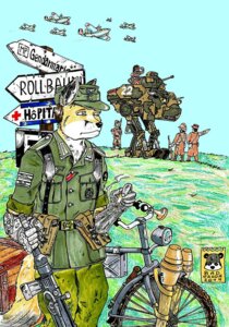 Rating: Safe Score: 0 Tags: 2014 5_fingers aircraft airplane alternative_fashion anthro armored_vehicle badpanda23 belt_pouch bicycle black_nose blue_eyes box camo camo_print canid canine cannon cigarette clothed clothing container crate detailed_background dieselpunk e621 fingers fox french_text front_view fully_clothed german german_text group gun hat headgear headwear hi_res holding_gun holding_object holding_ranged_weapon holding_weapon machine male mammal mecha medal military military_ribbons military_uniform mp_40 nazi outside panzerfaust planted_sign prosthetic prosthetic_limb ranged_weapon rear_view rifle rocket_launcher signpost smoke smoking snout societe_d'outillage_mecanique_et_d'usinage_d'artillerie soldier solo_focus somua_s35 standing steampunk steyr_arms submachine_gun tank_(vehicle) text translated turret uniform vehicle warrior weapon wehrmacht world_war_2 User: bunchy7s