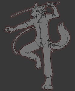 Rating: Safe Score: 0 Tags: anthro asian_clothing braided_hair canid canine canis chinese_clothing clothing e621 east_asian_clothing faolan fighting_pose hair holding_melee_weapon holding_object holding_sword holding_weapon katana male mammal melee_weapon pose single_braid solo sword tail toraneko weapon wolf User: bunchy7s