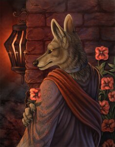 Rating: Safe Score: 0 Tags: alectorfencer ambiguous_gender amon_(rukis) anthro black_nose brick brick_wall canid canine canis claws clothing collar comic cover_art detailed_background e621 ear_piercing ear_ring english_text finger_claws flower fur holding_flower holding_object jackal lamp lantern looking_at_viewer mammal metal_collar multicolored_clothing piercing plant red_clothing red_lantern ring_piercing robe rukis solo tan_body tan_fur text wall_(structure) warm_colors yellow_eyes User: bunchy7s