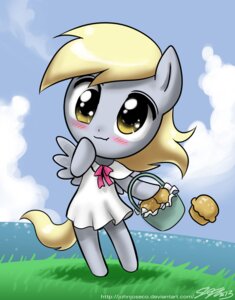 Rating: Safe Score: 0 Tags: 2013 amber_eyes basket blonde_hair chibi clothing cloud container derpy_hooves_(mlp) detailed_background dress e621 equid equine feathered_wings feathers female feral food friendship_is_magic grass grey_body grey_feathers hair hasbro john_joseco mammal muffin my_little_pony mythological_creature mythological_equine mythology outside pegasus plant sea sky solo tail water wings User: bunchy7s