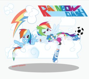 Rating: Safe Score: 0 Tags: anthro anthrofied applejackv3 ball blue_body blue_feathers blue_fur blue_skin boots bottomwear clothed clothing cloud cutie_mark duo e621 english_text equestria_girls equid equine feathered_wings feathers female fist_bump footwear friendship_is_magic fur gesture hair hasbro looking_back mammal multicolored_hair multicolored_tail my_little_pony mythological_creature mythological_equine mythology pegasus purple_eyes rainbow_dash_(eg) rainbow_dash_(mlp) rainbow_hair rainbow_tail rainbow_text shoes simple_background size_difference skirt smile sneaker_boots soccer_ball square_crossover striped_wristband tail teeth text white_background wings wristband User: bunchy7s