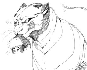 Rating: Safe Score: 0 Tags: adjuchas ambiguous_gender bite black_and_white bleach_(series) canid canine canis domestic_dog duo e621 feral grimmjow_jaegerjaquez heart_symbol hollow_(bleach) human ichigo_kurosaki low_res mammal monochrome pen_(artwork) rastapickney-juls shinigami_uniform traditional_media_(artwork) User: bunchy7s