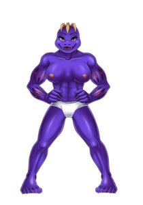 Rating: Questionable Score: 0 Tags: anthro clothed clothing e621 female generation_1_pokemon hi_res machoke muscular muscular_anthro muscular_female nintendo nipples panties pokemon pokemon_(species) purple_body red_eyes solo topless underwear unknown_artist User: bunchy7s