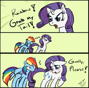 Rating: Safe Score: 0 Tags: 2011 adventure_(meme) bite blue_body blue_eyes blue_feathers blue_fur blush bodily_fluids comic cutie_mark dialogue duo e621 english_text equid equine feathered_wings feathers female feral friendship_is_magic fur green_background hair hasbro horn horse_tail kudalyn mammal meme multicolored_hair multicolored_tail my_little_pony mythological_creature mythological_equine mythology nom pegasus purple_hair question_mark rainbow_dash_(mlp) rainbow_hair rainbow_tail rarity_(mlp) simple_background tail tail_bite tail_fetish tail_in_mouth tail_play tears text unicorn wings User: bunchy7s
