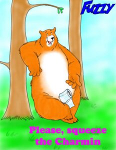 Rating: Questionable Score: 0 Tags: anthro bear charmin e621 english_text forest fuzzy_(artist) humor leonard_(charmin) low_res male mammal mascot outside plant sky solo squeezing text toilet_paper tree wood User: bunchy7s
