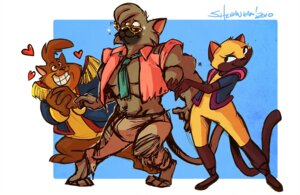 Rating: Questionable Score: 0 Tags: 2010 ambiguous_gender anthro bulge clothing dic_entertainment domestic_cat e621 eyewear felid feline felis female group heart_symbol kidd_video male mammal she_lion_(copycats) shenanigan sunglasses tail torn_clothing User: bunchy7s