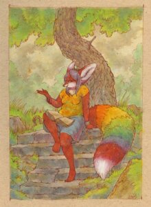 Rating: Safe Score: 0 Tags: amazing_background anthro blanford's_fox book canid canine collar detailed detailed_background e621 eyewear feet female fox full-length_portrait glasses hi_res humanoid_feet louvelex mammal overweight overweight_anthro overweight_female plantigrade portrait rainbow scribbles_(neoscribbles) slightly_chubby solo stairs steps tail toony true_fox User: bunchy7s