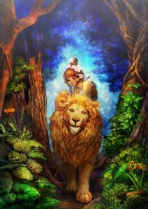 Rating: Safe Score: 0 Tags: brown_hair detailed_background duo e621 felid female feral flower forest hair human lion male mammal nature outside pantherine plant sky smile tree umedama walking wood User: bunchy7s