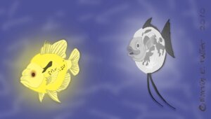 Rating: Safe Score: 0 Tags: ambiguous_gender aquatic bioluminescence cybercorn_entropic duo e621 feral fish glowing humor moonfish pun spots sunfish User: bunchy7s