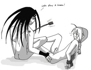 Rating: Explicit Score: 0 Tags: automail bound edward_elric envy_(fullmetal_alchemist) fullmetal_alchemist greyscale homunculus human male male_only monochrome multiple_males nude riding_crop rule34 sitting tagme yaoi User: bunchy7s