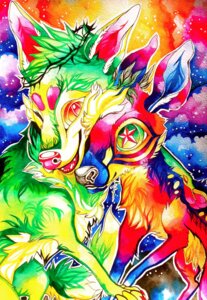 Rating: Safe Score: 0 Tags: abstract_background arm_around_shoulders black_nose blue_body blue_fur canid clara_bacou color_contrast colorful_theme crown crown_of_thorns deer duo e621 falvie_(character) female fionbri fruize fur green_body green_eyes green_fur headgear hi_res mammal multicolored_body multicolored_eyes multicolored_fur open_mouth orange_body orange_eyes orange_fur painting_(artwork) pawpads pink_nose pink_pawpads psychedelic pupils red_body red_fur smile sparklefur star star_pupils symbol-shaped_pupils traditional_media_(artwork) traditional_painting_(artwork) traditional_watercolor_(artwork) unusual_pupils watercolor_(artwork) yellow_body yellow_fur User: bunchy7s