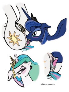 Rating: Explicit Score: 0 Tags: 2013 3:4 anus colored crown cunnilingus cutie_mark duo e621 english_text equid equine female female/female feral friendship_is_magic genitals hasbro headgear hi_res horn ihavnoname incest_(lore) looking_at_viewer looking_back lying mammal my_little_pony mythological_creature mythological_equine mythology on_front oral princess_celestia_(mlp) princess_luna_(mlp) sex sibling_(lore) simple_background sister_(lore) sisters_(lore) text tongue vaginal vulva white_background winged_unicorn wings User: bunchy7s