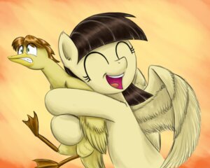 Rating: Safe Score: 0 Tags: anatid anseriform avian beak bird black_hair brown_hair duck duo e621 equid equine eyes_closed feathered_wings feathers female feral friendship_is_magic hair hasbro hi_res hug mammal mandopony my_little_pony mythological_creature mythological_equine mythology open_mouth otakuap pegasus smile tongue wild_fire_(mlp) wings User: bunchy7s