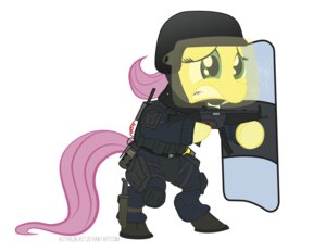 Rating: Safe Score: 0 Tags: 2012 armor astralbeast clothing e621 electronics english_text equid equine explosives female fluttershy_(mlp) friendship_is_magic fur green_eyes grenade grimace gun hair hasbro headgear helmet hi_res horse knee_pads knife mammal my_little_pony pink_hair pony radio ranged_weapon riot_gear riot_police riot_shield scabbard shield simple_background solo tactical_gear tail text weapon yellow_body yellow_fur User: bunchy7s