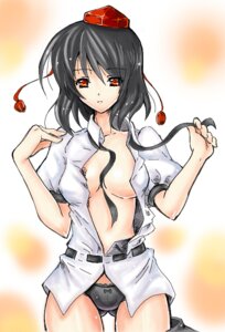 Rating: Questionable Score: 0 Tags: 1girls bangs belt black_hair black_panties body_blush breasts female frown hat hips looking_at_viewer no_bra nude open_clothes open_shirt orange_eyes panties piromizu ribbon ribbons rule34 shameimaru_aya shiny shiny_skin shirt short_hair skirt skirt_pull solo standing straight_hair thigh_gap touhou underwear undressing untied User: bunchy7s