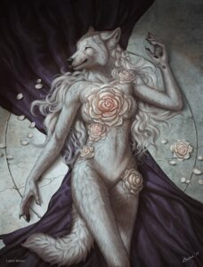 Rating: Questionable Score: 0 Tags: 2011 anthro balaa bedding biped black_claws black_nose blanket breasts canid canine canis claws cracked_ground cracks detailed detailed_fur e621 eyes_closed featureless_crotch female floor flower fur hair hi_res high-angle_view humanoid_hands long_hair lying mammal nude on_back on_ground pawpads petals photorealism plant portrait realistic rose_(flower) signature smile solo tail three-quarter_portrait watermark white_body white_fur white_hair wolf User: bunchy7s