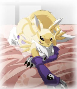 Rating: Safe Score: 0 Tags: all_fours anthro armwear ass_up bandai_namco bed black_sclera blue_eyes bridal_gauntlets canid canine clothing detailed_background digimon digimon_(species) double_tomoe e621 facial_markings female fur furniture head_markings jums mammal markings mostly_nude renamon solo tail tomoe_(symbol) yellow_body yellow_fur User: bunchy7s