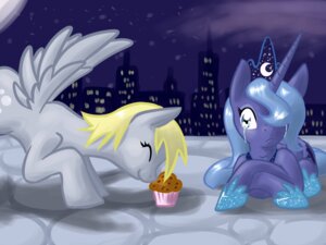 Rating: Safe Score: 0 Tags: 2011 4:3 absurd_res blue_body blue_feathers bodily_fluids city crying cutie_mark derpy_hooves_(mlp) detailed_background duo e621 equid equine feathered_wings feathers female feral food foxshine friendship_is_magic grey_body grey_feathers hasbro hi_res horn mammal muffin my_little_pony mythological_creature mythological_equine mythology pegasus princess_luna_(mlp) tears toony winged_unicorn wings User: bunchy7s
