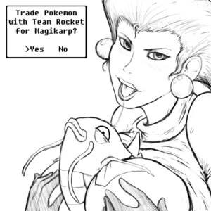 Rating: Questionable Score: 0 Tags: 1:1 2013 barbel_(anatomy) between_breasts big_breasts bodily_fluids breasts duo e621 ear_piercing english_text female feral fleatrollus flesh_whiskers generation_1_pokemon hair human human_focus interspecies jessie_(team_rocket) lips looking_at_viewer magikarp mammal monochrome nintendo not_furry_focus piercing pokemon pokemon_(species) pokephilia saliva saliva_string smile solo_focus team_rocket text User: bunchy7s