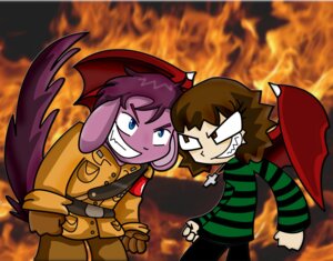 Rating: Safe Score: 0 Tags: 4_fingers absurd_res anthro armband belt big_eyes big_head blue_eyes bottomwear brown_eyes brown_hair canid canine canis cel_shading claws clothed clothing coat cross domestic_dog duo e621 evil_grin female fingers fire fist fully_clothed fur gloves hair handwear hi_res human jewelry male mammal membrane_(anatomy) membranous_wings nazi necklace pants pridark purple_body purple_fur purple_hair raised_tail red_body red_skin shaded short_hair smile standing tail tan_body tan_skin toony topwear uniform wings User: bunchy7s