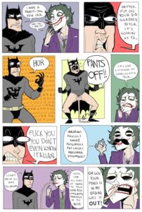 Rating: Explicit Score: 0 Tags: 2008 balls bat_symbol batman batman_(series) cardboard-lemur clothing comic dc_comics dialogue duo e621 english_text flaccid genitals grandfathered_content half-erect human human_only humor italian long_penis male male/male mammal mindfuck nasal_penetration not_furry penis profanity speech_bubble text the_joker unusual_penetration what yelling User: bunchy7s
