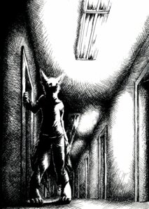 Rating: Safe Score: 0 Tags: 2010 anthro black_and_white canid canine detailed_background e621 hallway light_bulb male mammal monochrome pen_(artwork) shadow solo suck_mcjones tail traditional_media_(artwork) User: bunchy7s