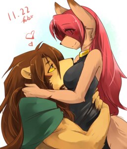 Rating: Safe Score: 0 Tags: anthro biceps breasts brown_hair canid canine canis domestic_dog duo e621 eyebrows eyelashes felid female hair heart_symbol hug kubikitsune lion long_hair male mammal muscular pantherine red_hair romantic romantic_couple simple_background white_background yellow_eyes User: bunchy7s