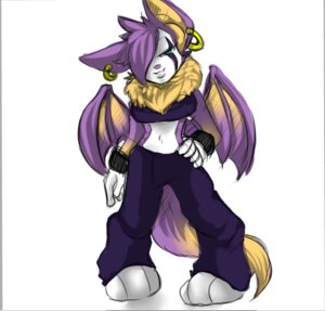 Rating: Safe Score: 0 Tags: 3_toes anthro bat biped blue_eyes breasts clothed clothing countershading dust:_an_elysian_tail e621 ear_piercing fan_character feet female fur hair hair_over_eye looking_at_viewer mammal membrane_(anatomy) membranous_wings midriff navel neck_tuft nimbat one_eye_obstructed piercing pillarbox purple_body purple_fur purple_hair simple_background smile solo source_request standing toes tuft unknown_artist white_background white_body white_fur wings yellow_body yellow_fur User: bunchy7s