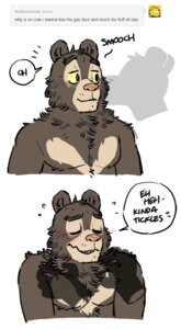 Rating: Safe Score: 0 Tags: anthro artdecade bear blush comic dialogue disembodied_hand duo e621 english_text kissing male mammal sloth_bear solo_focus text tickling translucent translucent_body translucent_hand tumblr ursine willy_(artdecade) User: bunchy7s