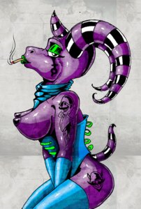 Rating: Questionable Score: 0 Tags: breasts cigarette clothing corset demon dragon e621 female glistening horn humanoid lingerie looking_at_viewer mythological_creature mythological_scalie mythology nipples purple_body scalie smoking solo tail tattoo tentacles topwear zhmernalt User: bunchy7s