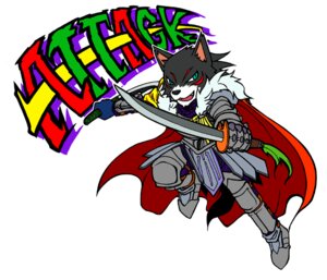 Rating: Safe Score: 0 Tags: anthro armor attack black_body black_fur canid canine canis cape clothing dual_wielding e621 english_text fur holding_melee_weapon holding_object holding_sword holding_weapon kabuto0495 knight looking_at_viewer male mammal melee_weapon open_mouth plate_armor simple_background smile solo sword text warrior weapon white_background white_body white_fur wolf User: bunchy7s