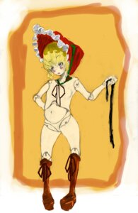 Rating: Explicit Score: 0 Tags: belt blonde_hair blush bonnet doll doll_joints eyebrows_visible_through_hair female flat_chest holding_belt no_humans no_visible_genitalia rozen_maiden rule34 shinku solo solo_female User: bunchy7s