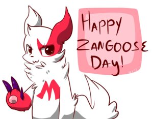 Rating: Safe Score: 0 Tags: ambiguous_gender anthro e621 english_text fur generation_3_pokemon markings nintendo pokemon pokemon-specific_day pokemon_(species) red_eyes red_markings semi-anthro solo text veavee white_body white_fur zangoose zangoose_day User: bunchy7s
