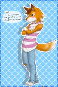 Rating: Safe Score: 0 Tags: 2:3 animal_crossing anthro biped black_nose blush canid canine canis chief_(animal_crossing) clothed clothing crossed_arms e621 embarrassed english_text male mammal nintendo nukde solo standing text wolf User: bunchy7s