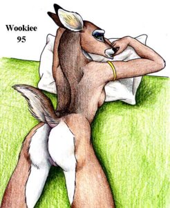 Rating: Explicit Score: 0 Tags: anthro breasts butt deer e621 female genitals mammal nude side_boob solo tail vulva wooky User: bunchy7s