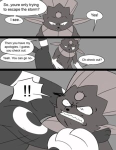 Rating: Safe Score: 0 Tags: angry cave claws comic dialogue digital_drawing_(artwork) digital_media_(artwork) duo e621 eeveelution english_text female feral generation_2_pokemon generation_4_pokemon greyscale inside male monochrome nintendo pokemon pokemon_(species) speech_bubble tderek99 teeth text umbreon weavile winter User: bunchy7s