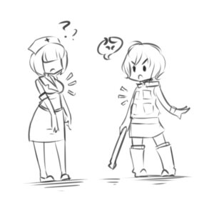 Rating: Safe Score: 0 Tags: angry breast_envy breast_size_difference breasts cross-popping_vein duo e621 female flat_chested hair hair_over_eyes heather_mason human humanoid konami mammal monochrome monster monstrous_humanoid not_furry nurse nurse_(silent_hill) question_mark silent_hill triplespearmint_(artist) User: bunchy7s