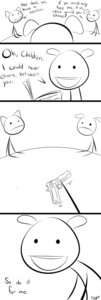 Rating: Safe Score: 0 Tags: bad_parenting black_and_white canid canine child comic dialogue digital_drawing_(artwork) digital_media_(artwork) e621 english_text father_(lore) group gun hi_res humor line_art male mammal monochrome parent_(lore) ranged_weapon simple_background slypon son_(lore) stick_figure text weapon white_background young User: bunchy7s Rating: Safe Score: 0 Tags: bad_parenting black_and_white canid canine child comic dialogue digital_drawing_(artwork) digital_media_(artwork) e621 english_text father_(lore) group gun hi_res humor line_art male mammal monochrome parent_(lore) ranged_weapon simple_background slypon son_(lore) stick_figure text weapon white_background young User: bunchy7s