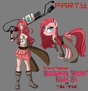 Rating: Safe Score: 0 Tags: 2011 alpha_channel alternate_species blush clothing cutie_mark dual_persona duo e621 english_text equid equine female feral flamethrower friendship_is_magic fur hair hasbro hi_res horse human humanized mammal my_little_pony pink_body pink_fur pink_hair pinkamena_(mlp) pinkie_pie_(mlp) pony ranged_weapon simple_background square_crossover standing text the-orator transparent_background weapon User: bunchy7s